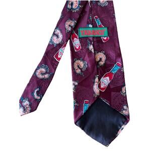 Tabasco Shrimp Neck Tie 100% Silk Made in USA Gulf Coast Shrimp Boil Party Y2K
